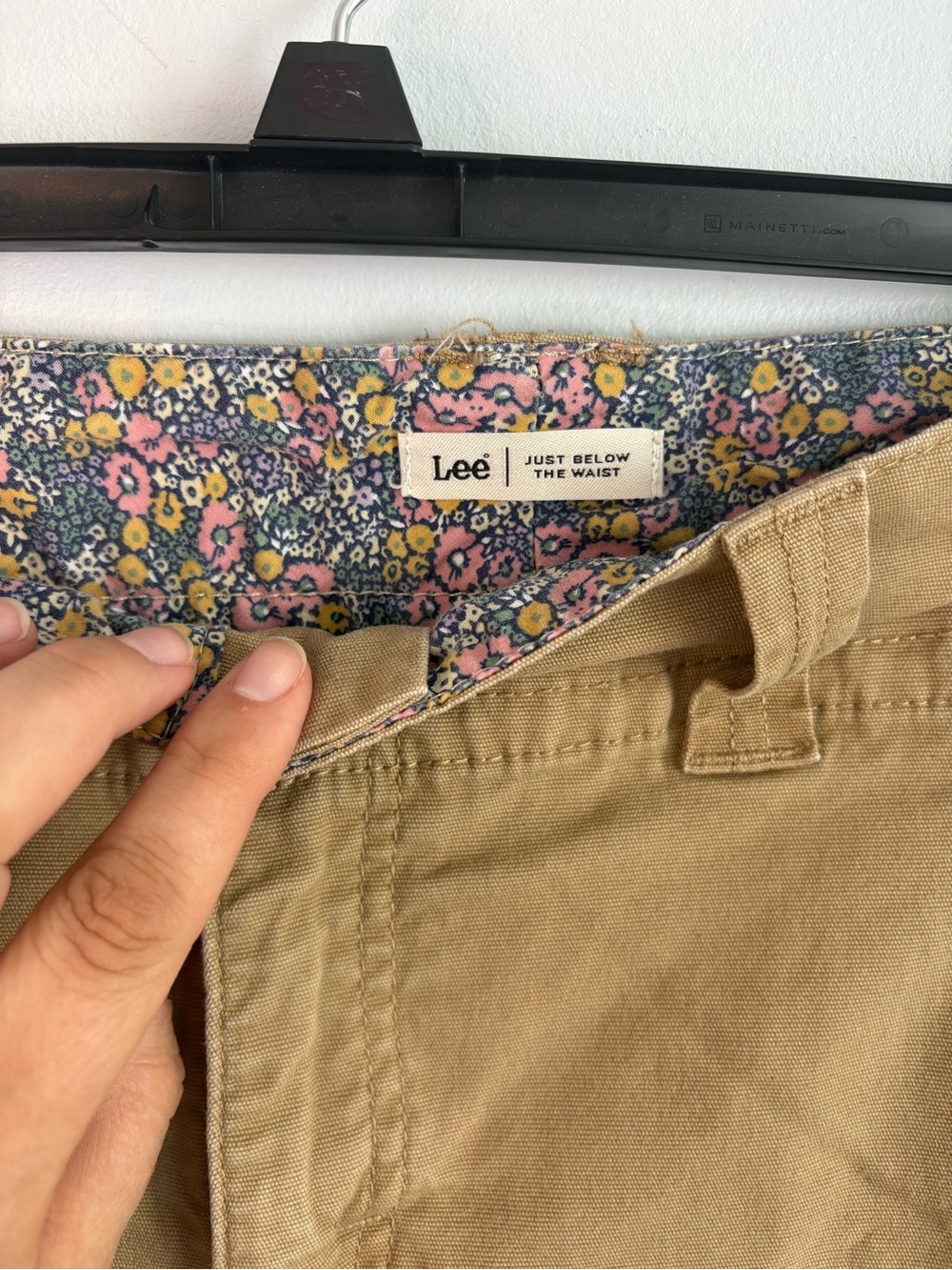 Lee Women's Khaki Tan Shorts with Floral Waistband